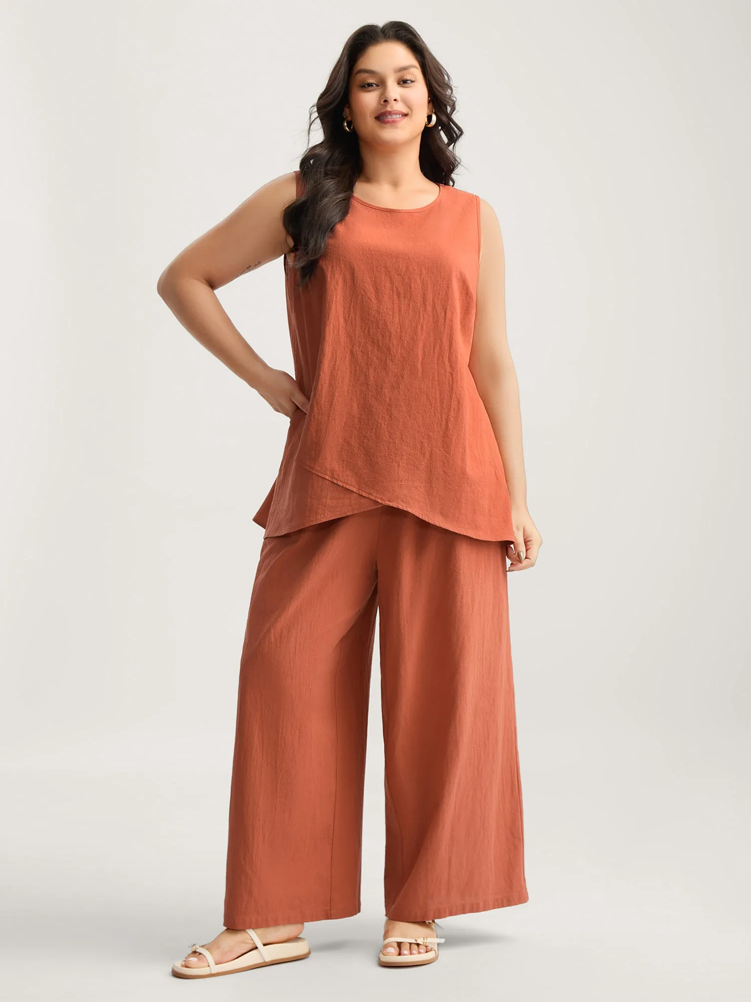 Pure Cotton Overlap Hem Co-Ord Set sold by Bloomchic