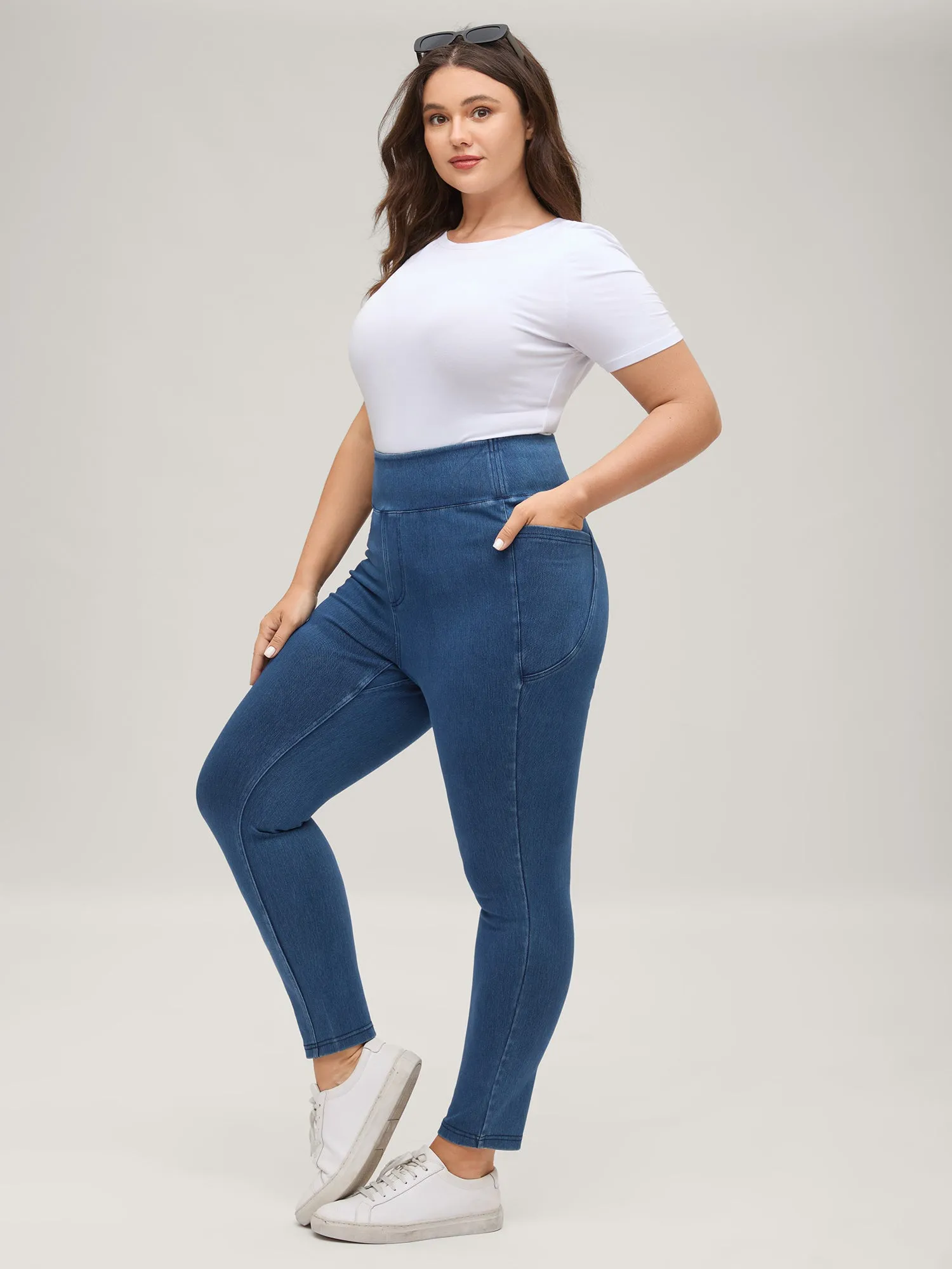 Yoga Stretchy Skinny-Fit Knit Jeans sold by Bloomchic