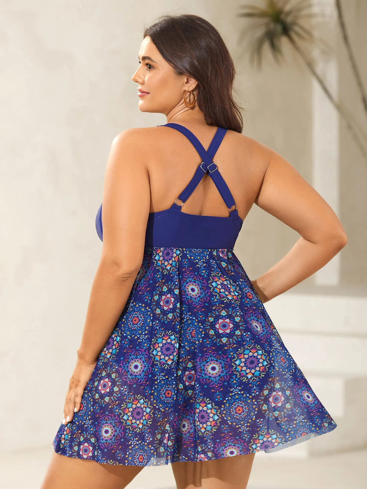 Tie-Front Sheer Boho Print Swim Dress sold by Bloomchic product image thumbnail 2