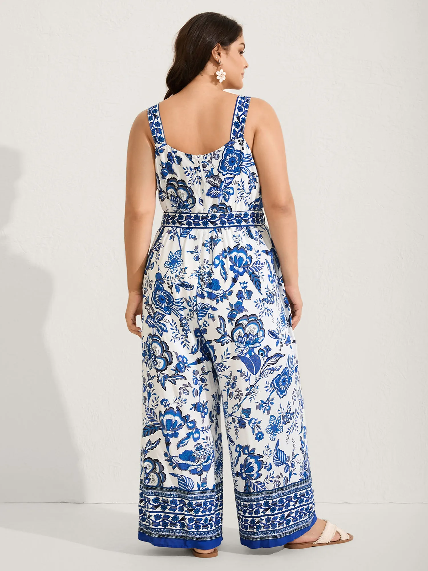 Rayon Floral Print Lined Pockets Jumpsuit sold by Bloomchic product image thumbnail 4