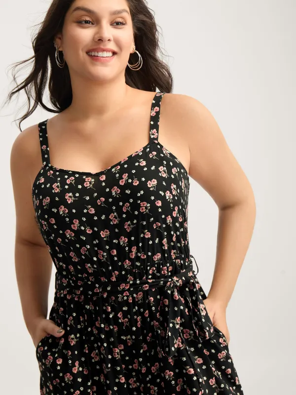 Romantic Florals Belted Pockets Jumpsuit sold by Bloomchic