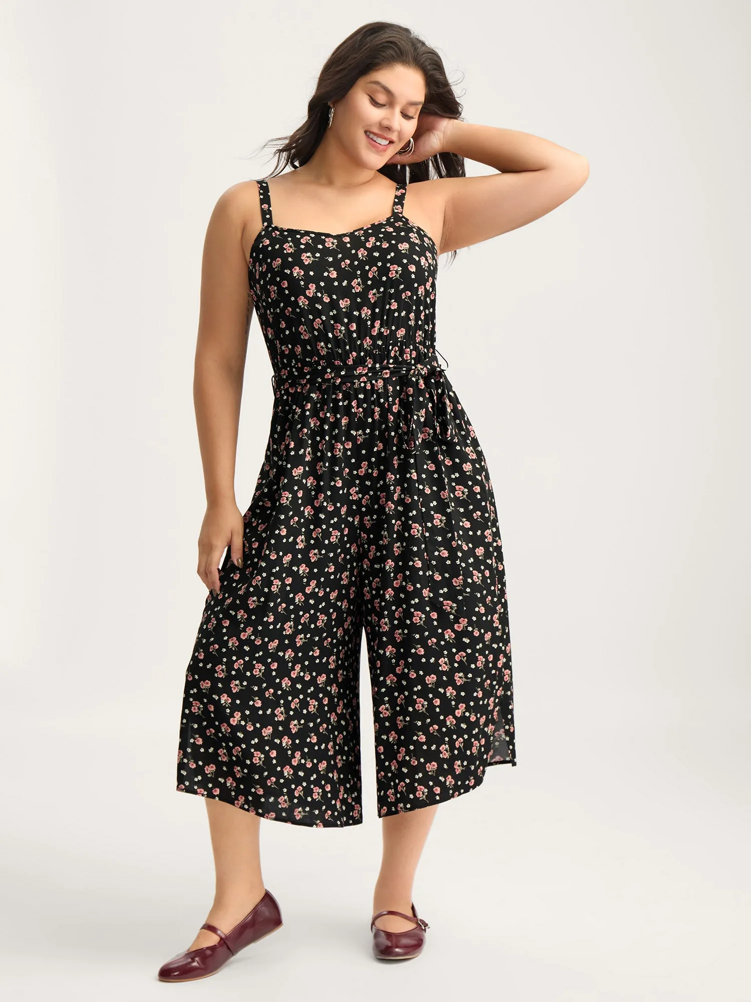 Romantic Florals Belted Pockets Jumpsuit sold by Bloomchic product image thumbnail 2