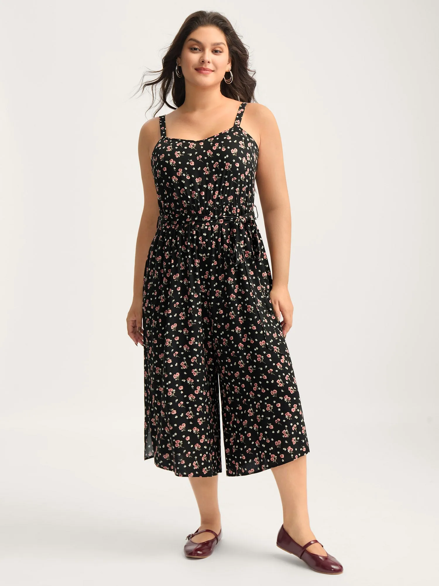 Romantic Florals Belted Pockets Jumpsuit sold by Bloomchic product image thumbnail 3