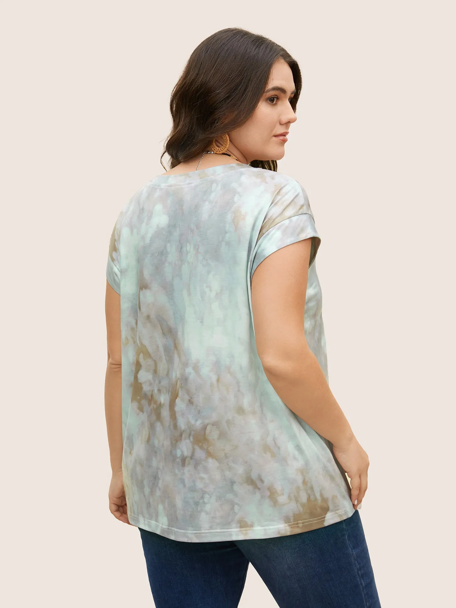 Round Neck Tie Dye Dolman Sleeve T-shirt sold by Bloomchic product image thumbnail 4