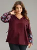 Floral Embroidered Mesh Tie Neck Ruffles Blouse sold by Bloomchic