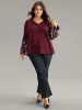 Floral Embroidered Mesh Tie Neck Ruffles Blouse sold by Bloomchic
