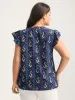 Floral Stripes Flutter Sleeve Blouse sold by Bloomchic