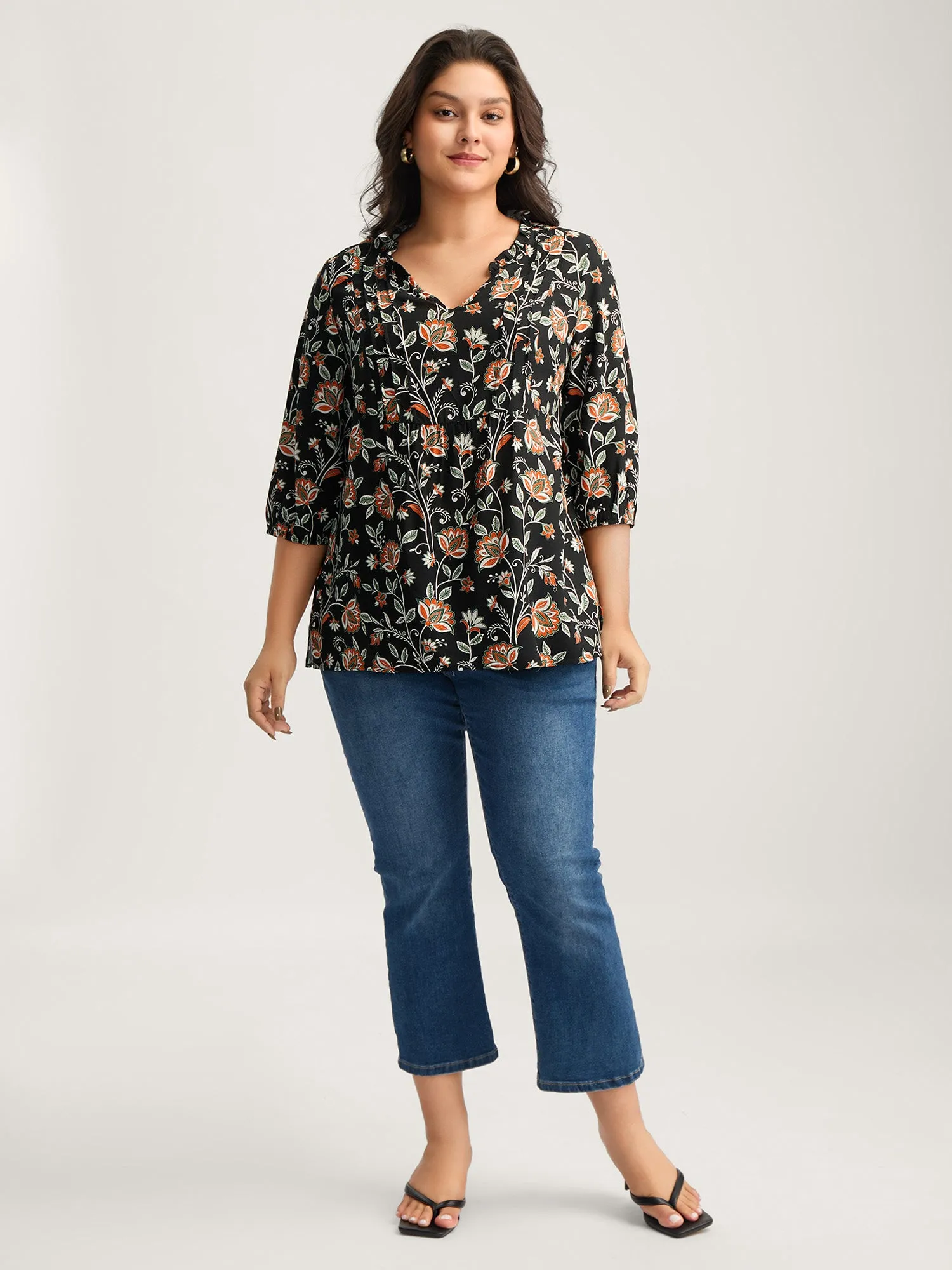 Floral Toothpick Pleats Flowy Blouse sold by Bloomchic product image thumbnail 3