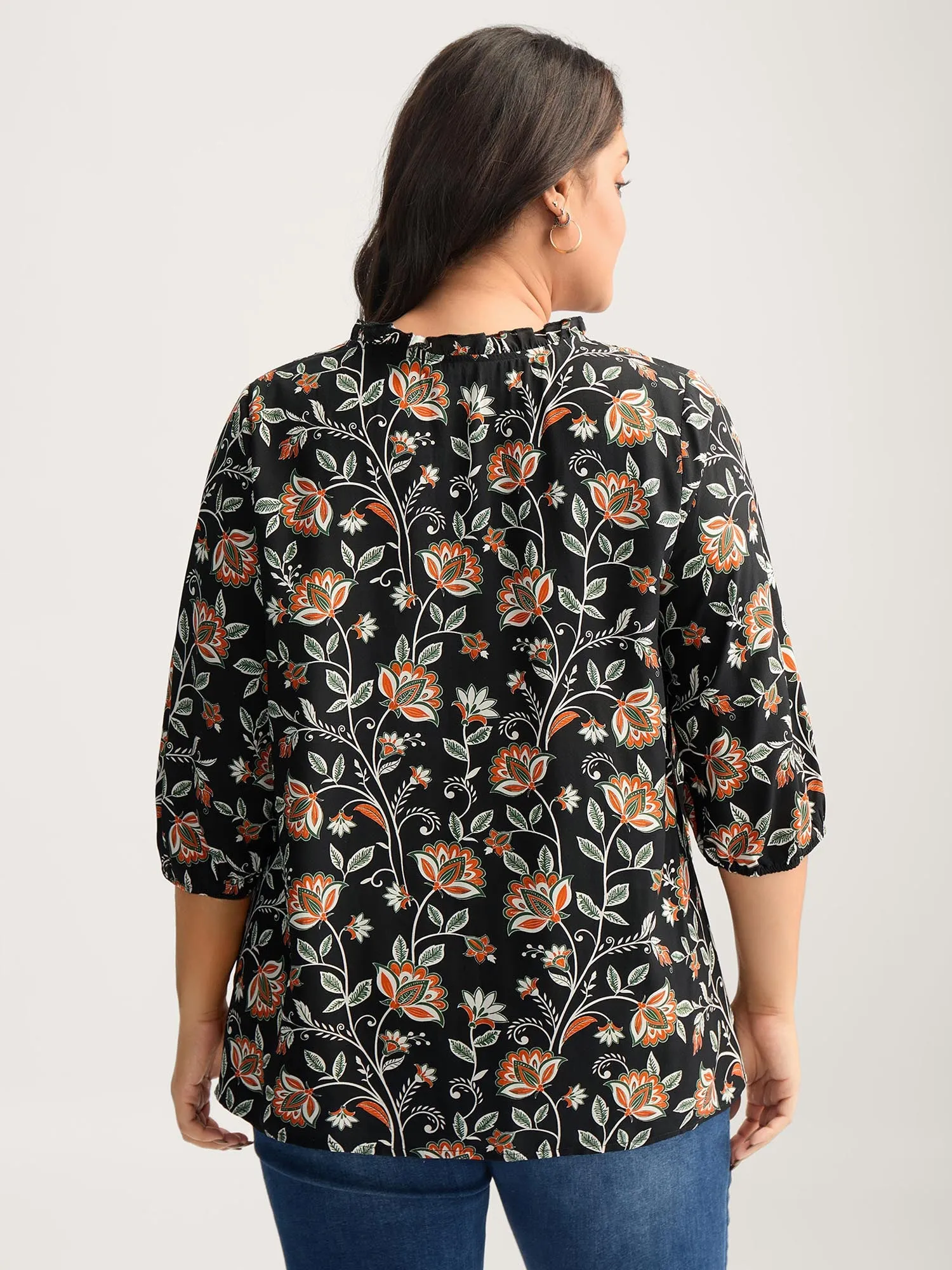 Floral Toothpick Pleats Flowy Blouse sold by Bloomchic product image thumbnail 4