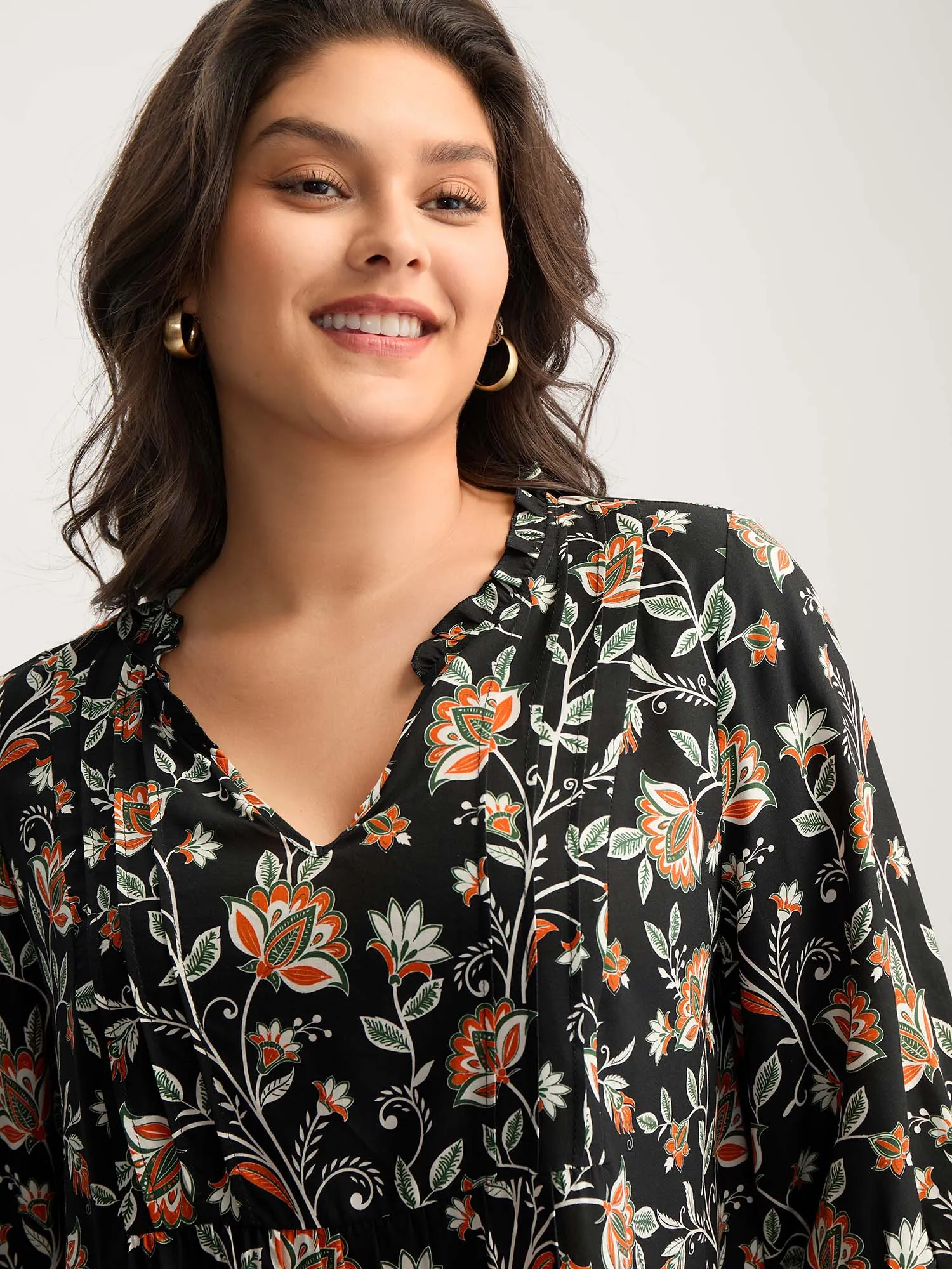 Floral Toothpick Pleats Flowy Blouse sold by Bloomchic product image thumbnail 2