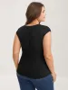 Overlap Knit Sweetheart Neck T-Shirt sold by Bloomchic
