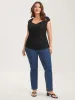 Overlap Knit Sweetheart Neck T-Shirt sold by Bloomchic