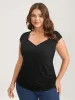 Overlap Knit Sweetheart Neck T-Shirt sold by Bloomchic