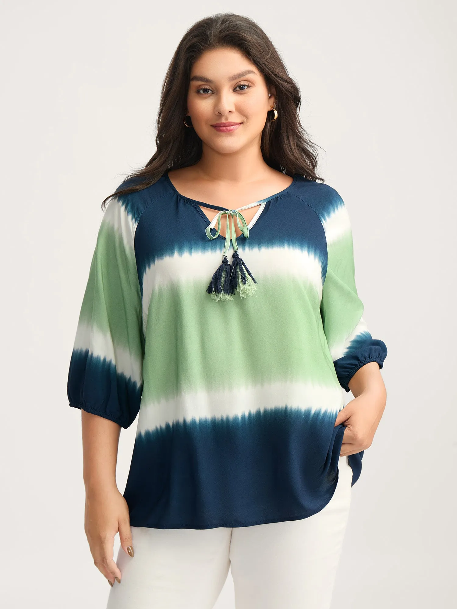 Ombre Gradient Neck Tie Blouse sold by Bloomchic product image thumbnail 2