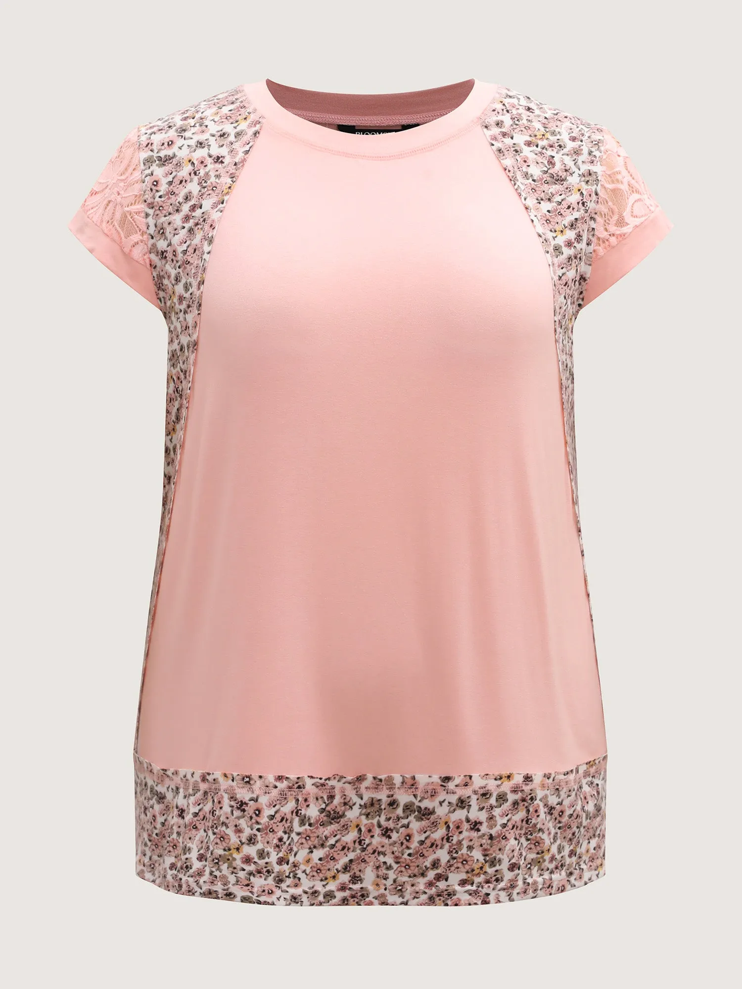 Floral Print Contrast Cut-Out T-Shirt sold by Bloomchic product image thumbnail 5