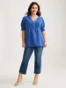 Shirred Cuffs Pintuck Pleats Solid Blouse sold by Bloomchic