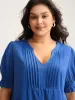 Shirred Cuffs Pintuck Pleats Solid Blouse sold by Bloomchic