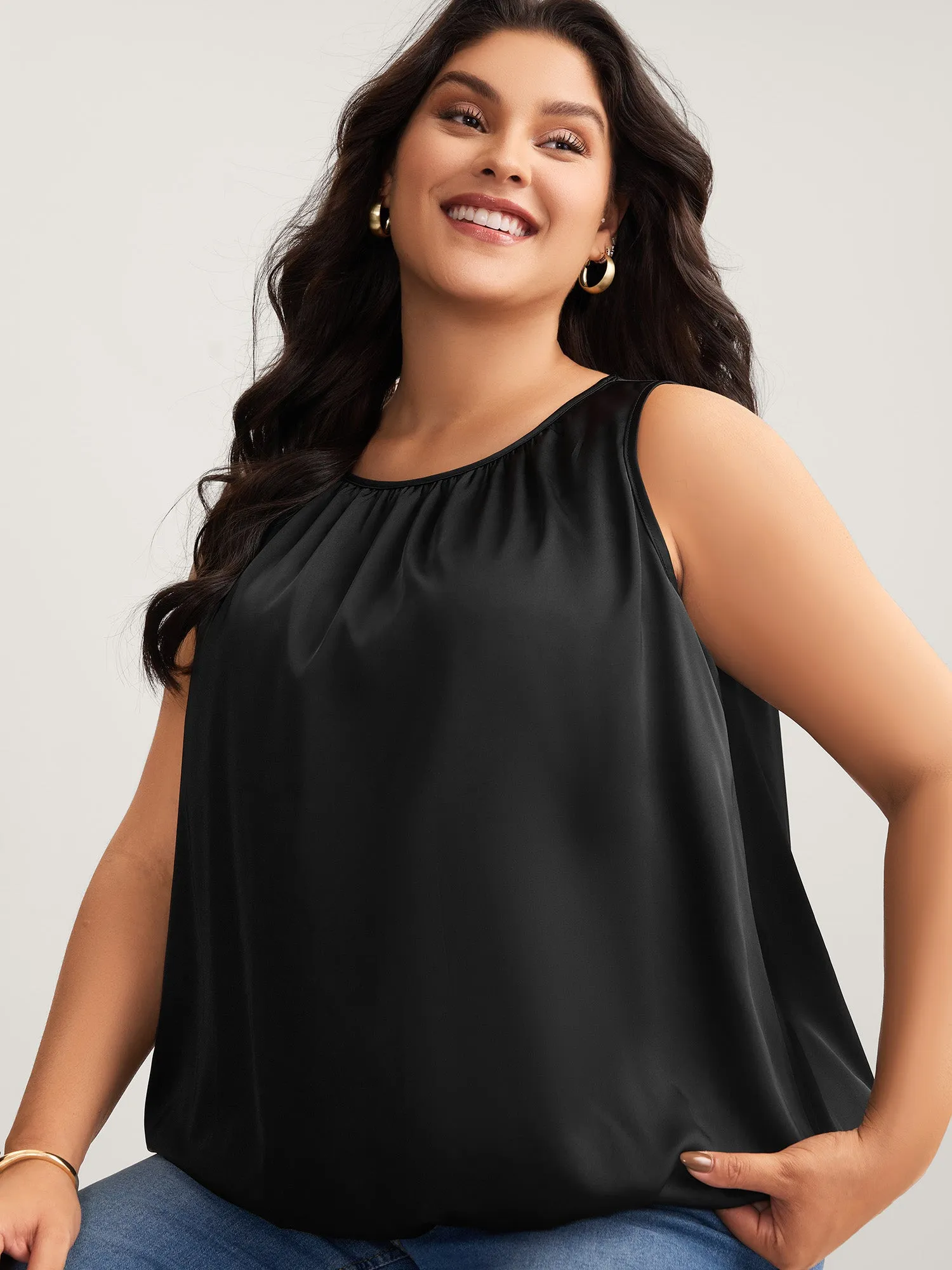 Shimmery Pleated Relaxed Fit Top sold by Bloomchic