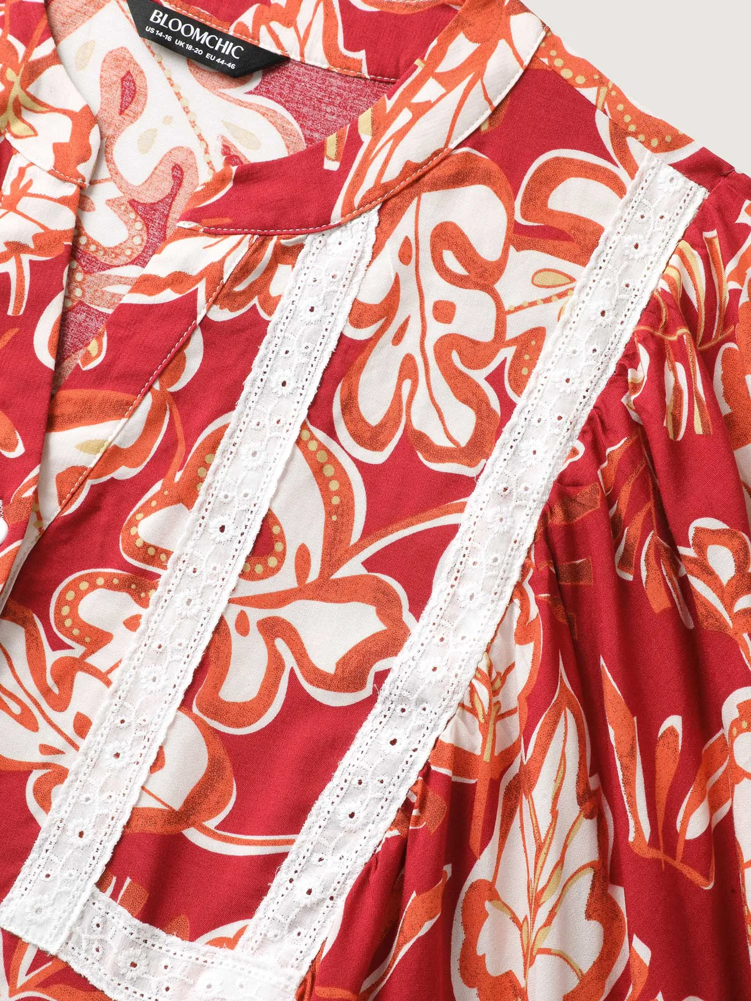 Floral Lace Trim Button Front Midi Dress sold by Bloomchic product image thumbnail 5