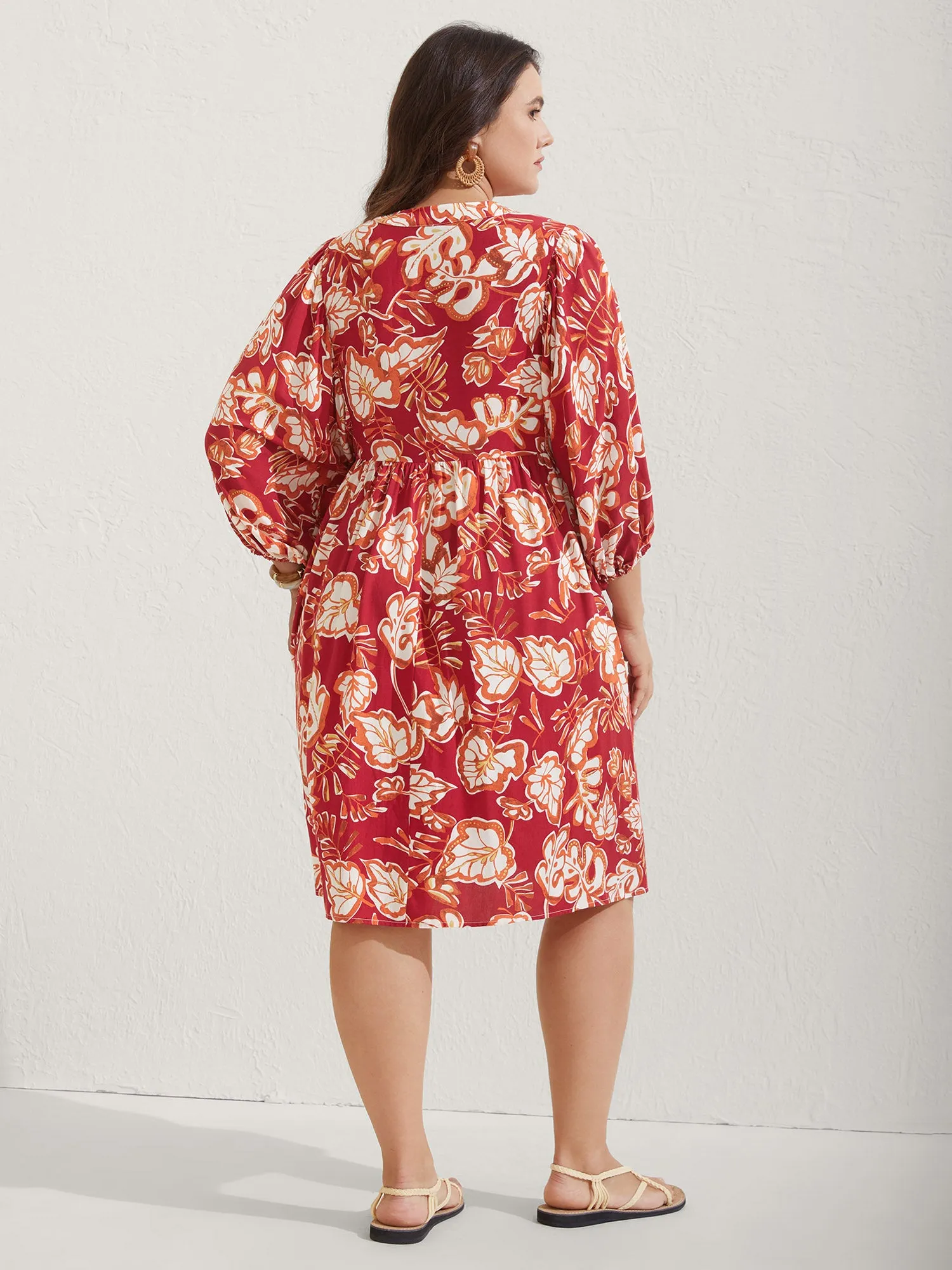 Floral Lace Trim Button Front Midi Dress sold by Bloomchic product image thumbnail 4