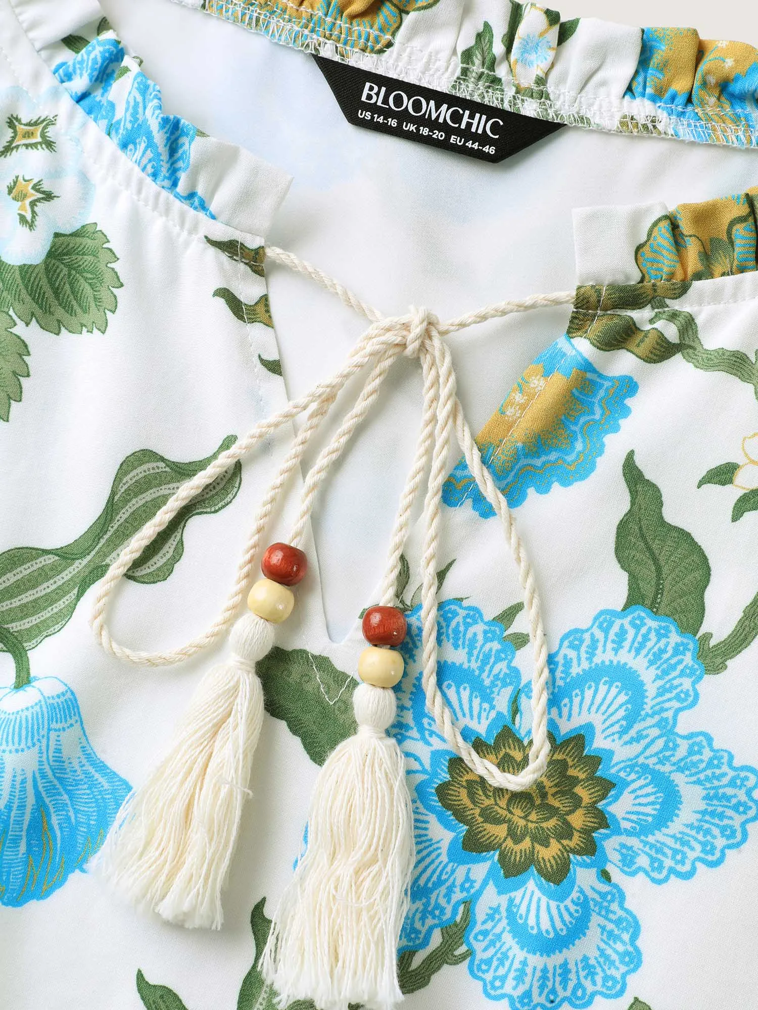 Floral Print Beaded Tassel Neck Midi Dress sold by Bloomchic product image thumbnail 5