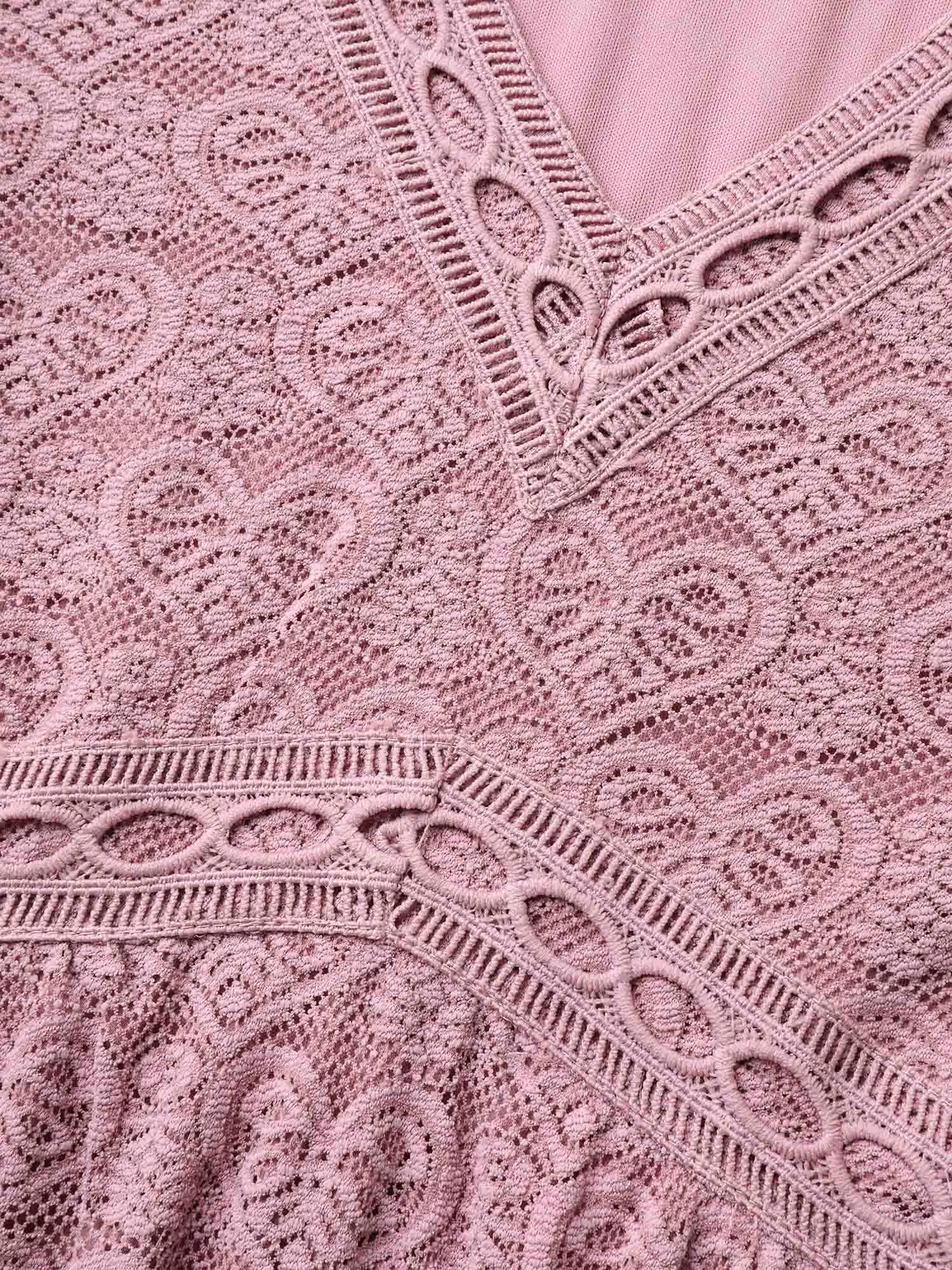 Lace Elegance Ruffled Stretchy-Waist Midi Dress sold by Bloomchic product image thumbnail 5