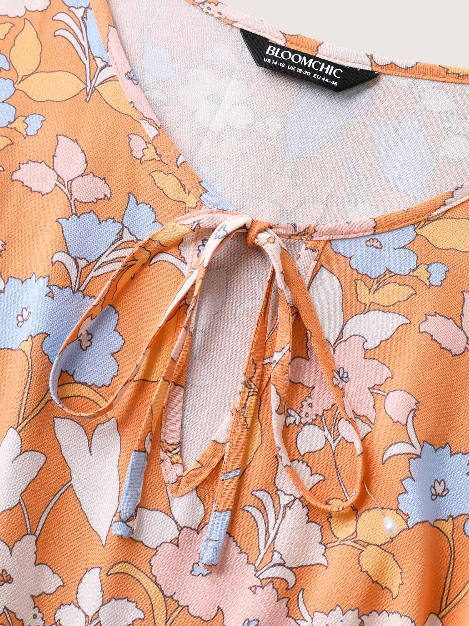 Rayon Floral Stretchy Waist Pockets Midi Dress sold by Bloomchic product image thumbnail 5