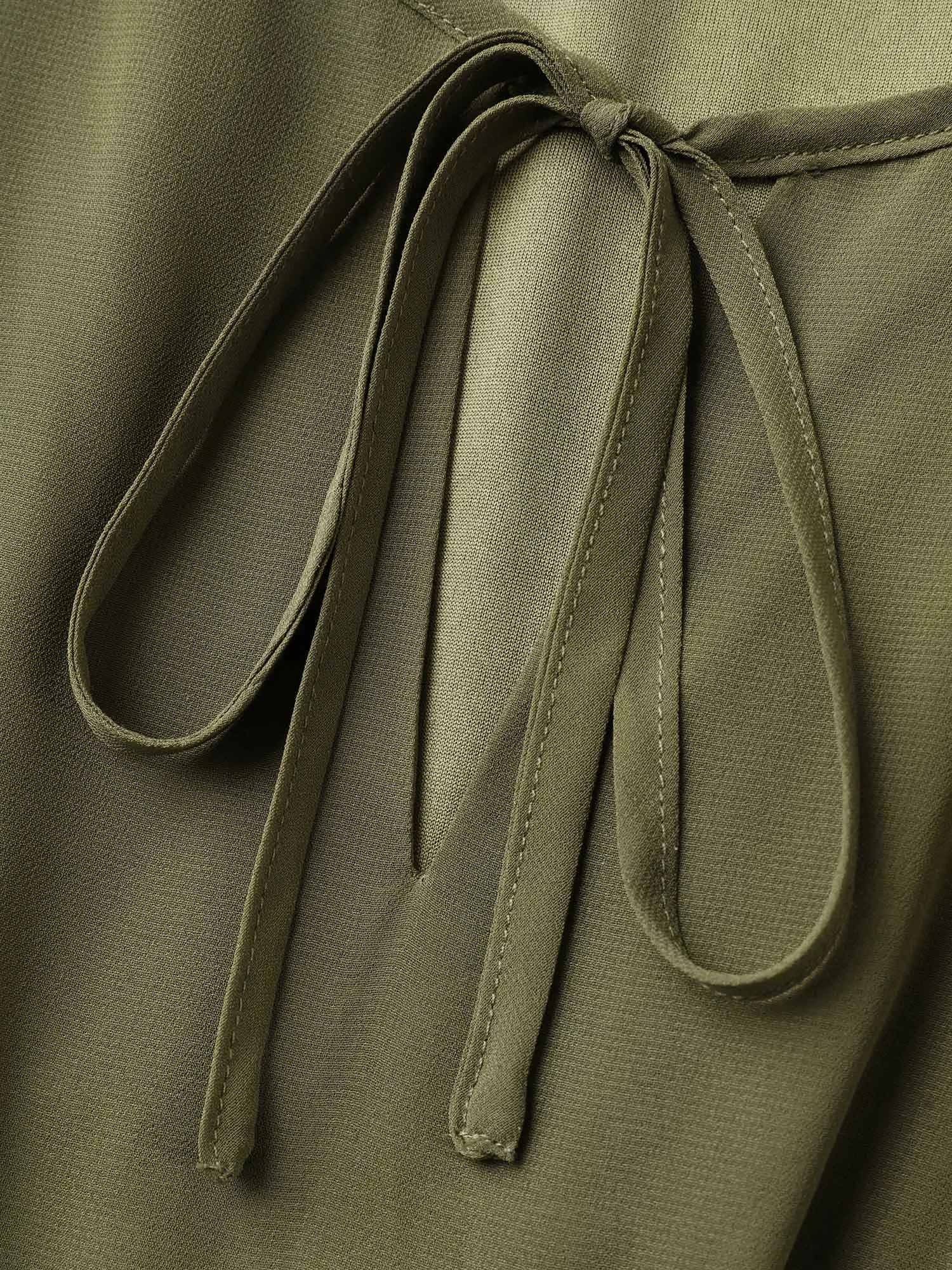 Pleated Neck-Tie Tiered Solid Midi Dress sold by Bloomchic product image thumbnail 5