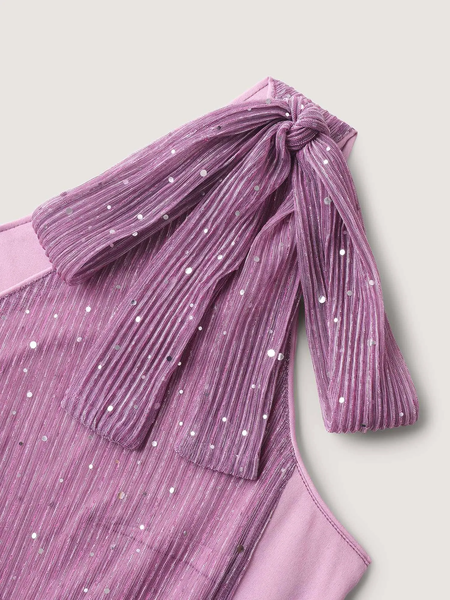 Shimmery Silk Feel Shoulder Tie Midi Dress sold by Bloomchic product image thumbnail 5