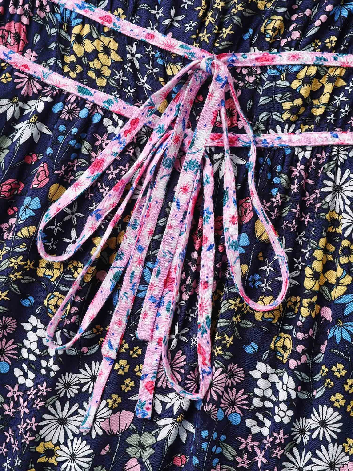 Rayon Floral Print Contrast Pockets Midi Dress sold by Bloomchic product image thumbnail 5