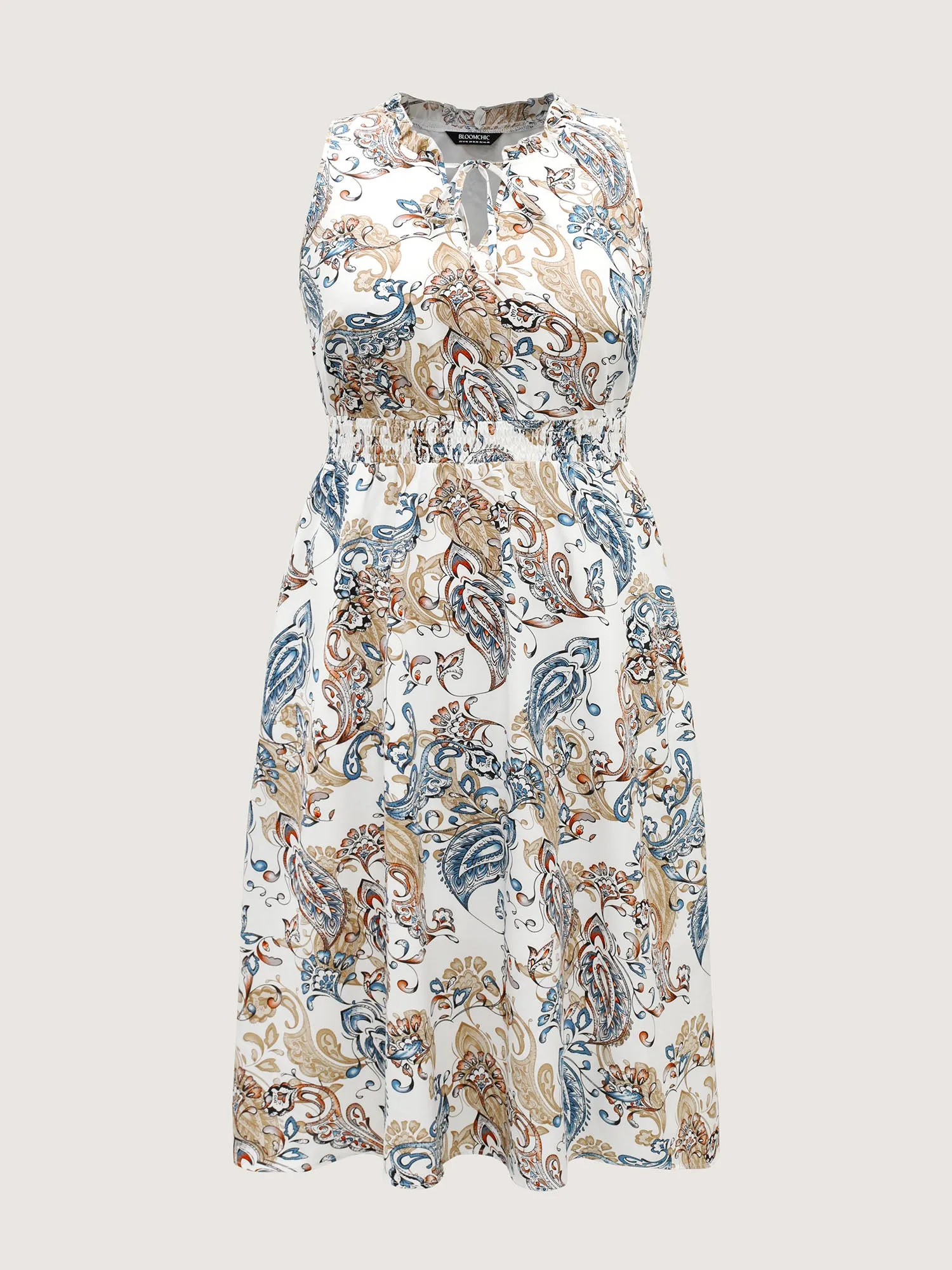 Paisley Print Shirred Waist Pockets Midi Dress sold by Bloomchic product image thumbnail 5
