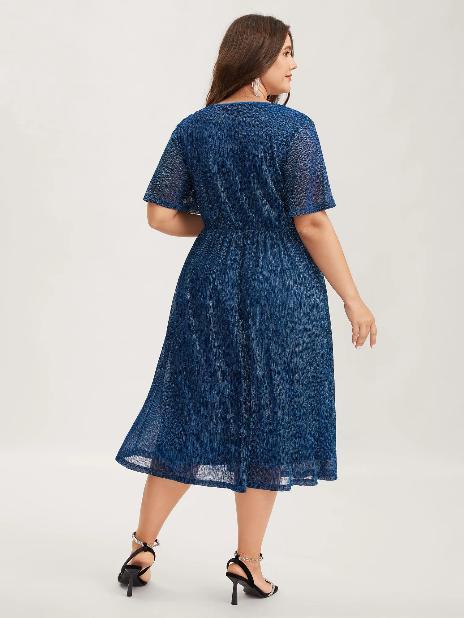 Shimmery Silk Cinched-Waist Midi Dress sold by Bloomchic product image thumbnail 4