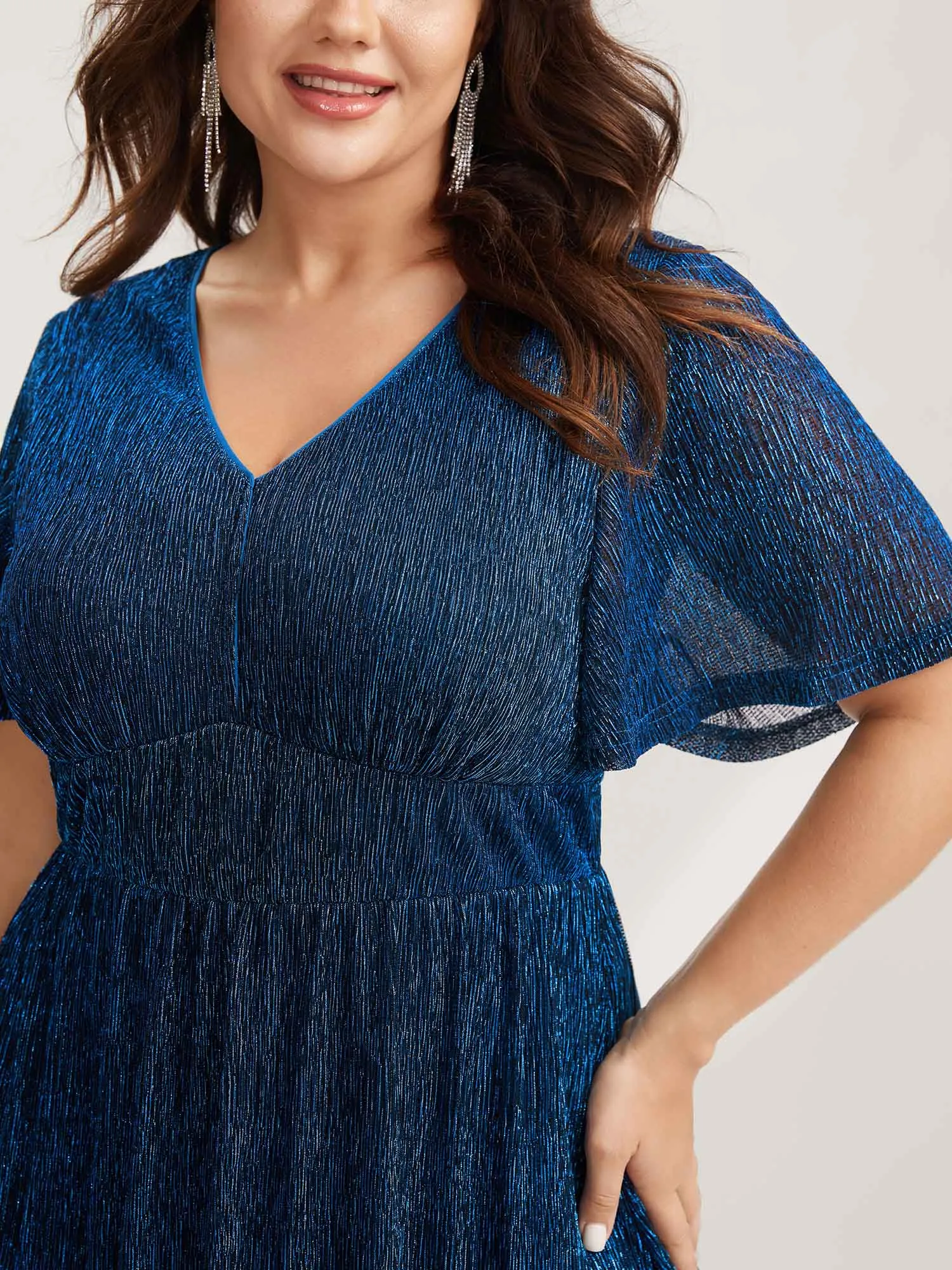 Shimmery Silk Cinched-Waist Midi Dress sold by Bloomchic product image thumbnail 2