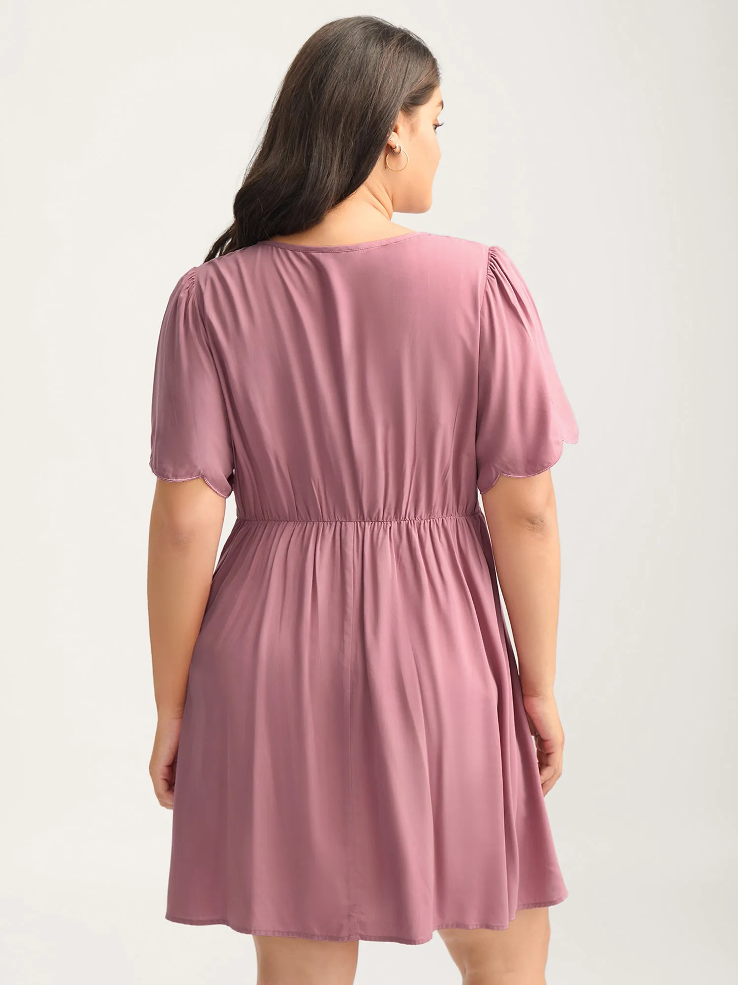 Rayon Bodice Embroidered Patchwork Knot Midi Dress sold by Bloomchic product image thumbnail 4