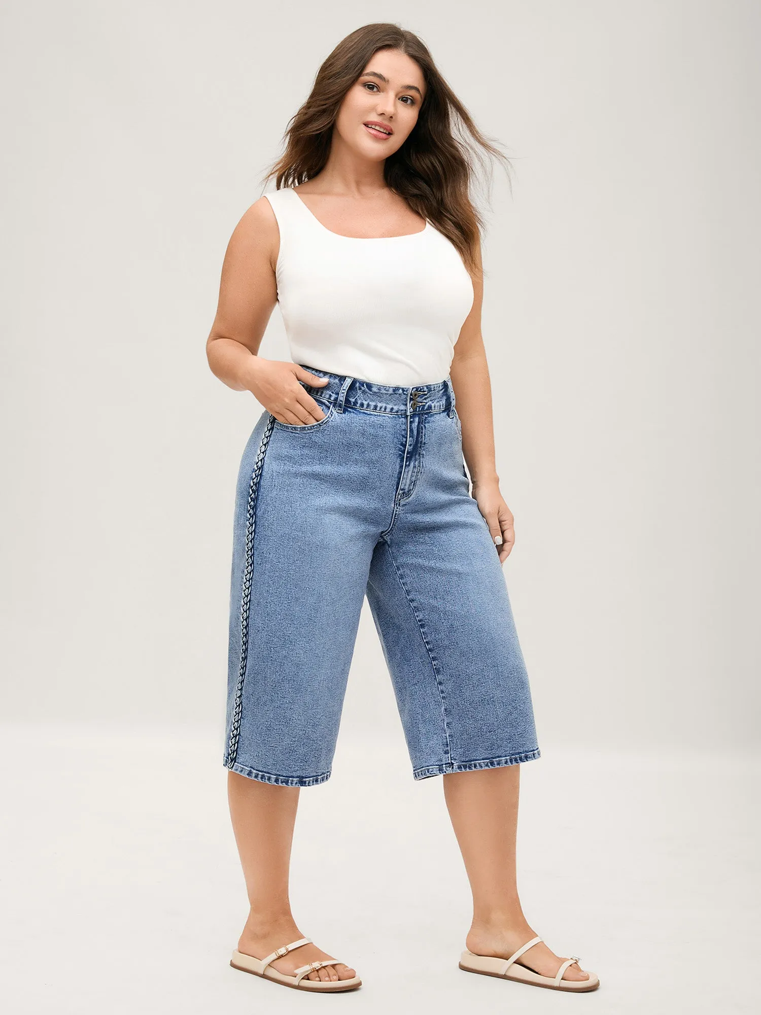Classic Cut Wide-Leg Crop Jeans sold by Bloomchic