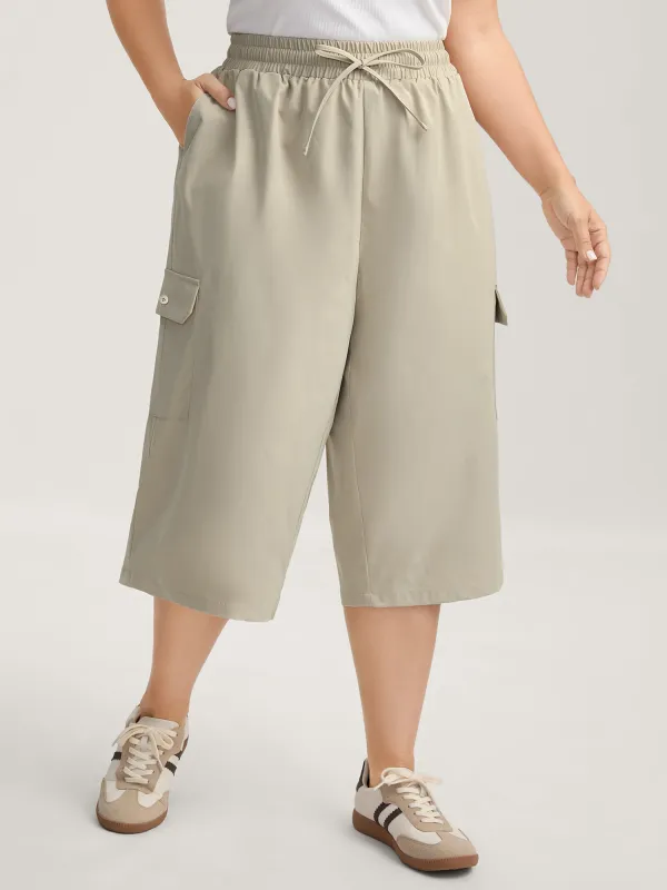Waist Drawstring Pockets Straight-Leg Pants sold by Bloomchic