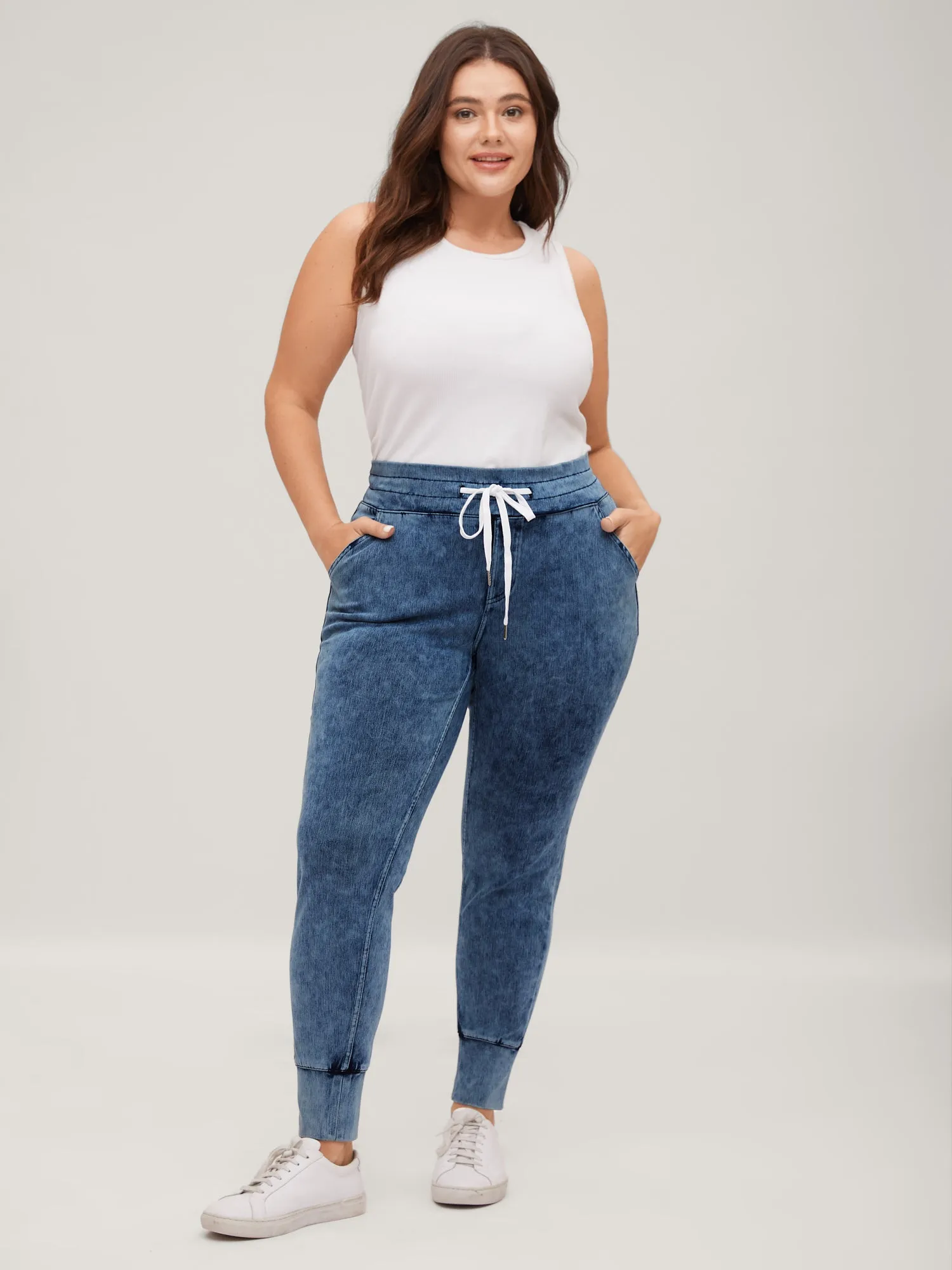 Stretchy Waist-Tie Skinny-Fit Jeans sold by Bloomchic product image thumbnail 2