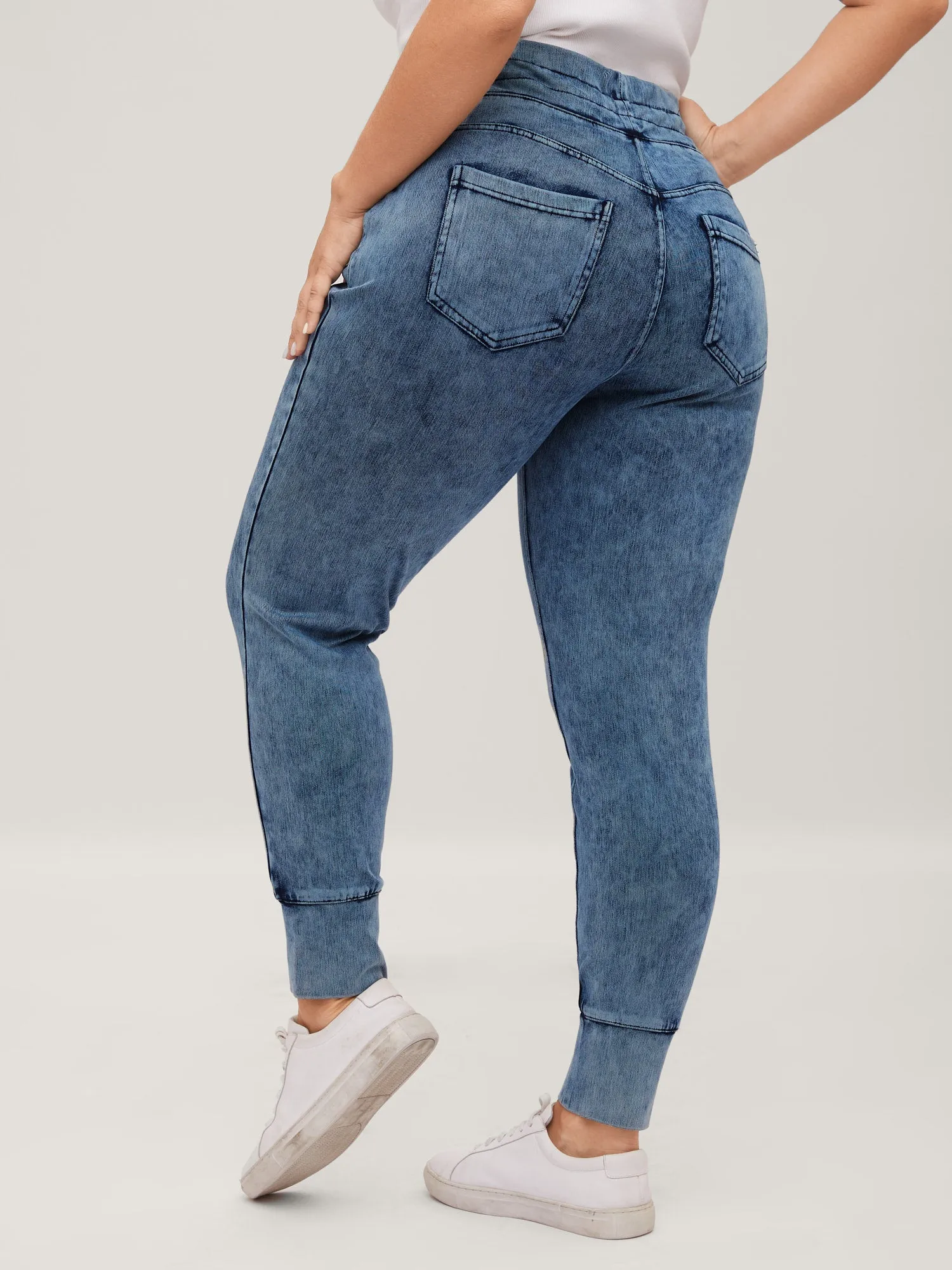 Stretchy Waist-Tie Skinny-Fit Jeans sold by Bloomchic product image thumbnail 4