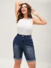 Rolled Hem Skinny-Fit Denim Shorts sold by Bloomchic