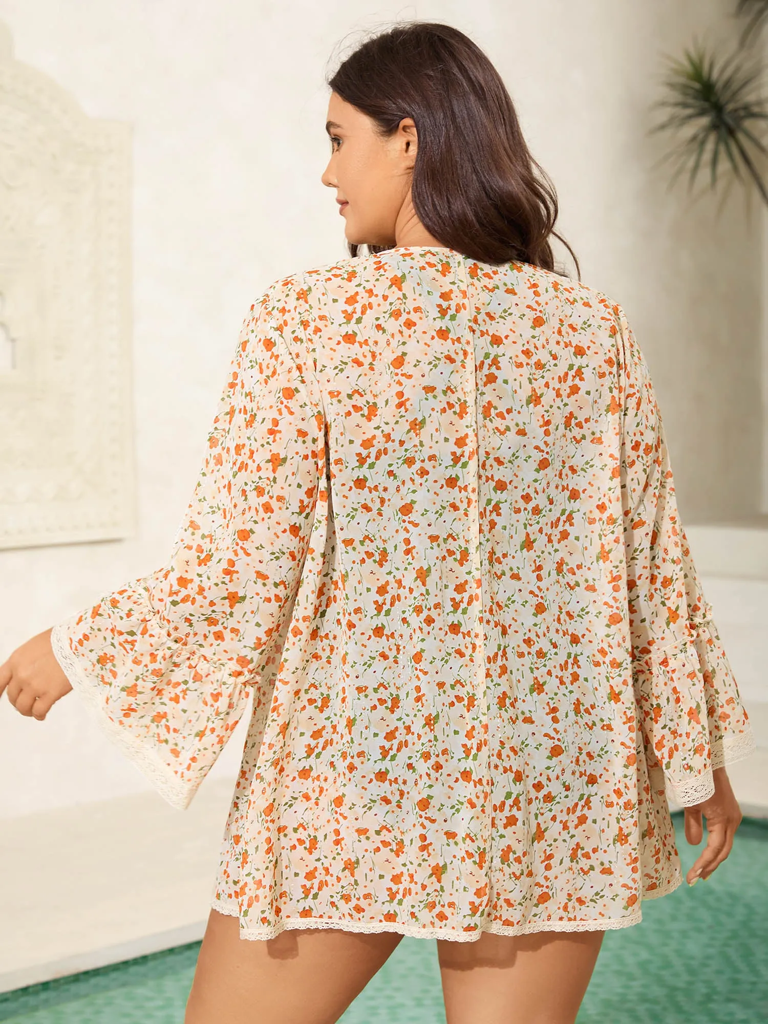 Fine Glitter Print Front-Tie Kimono sold by Bloomchic product image thumbnail 4