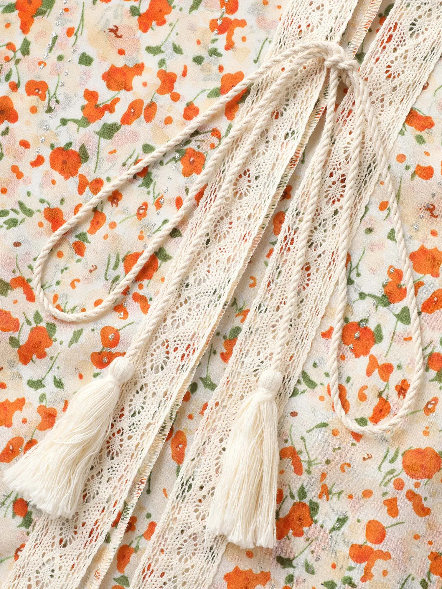 Fine Glitter Print Front-Tie Kimono sold by Bloomchic product image thumbnail 5