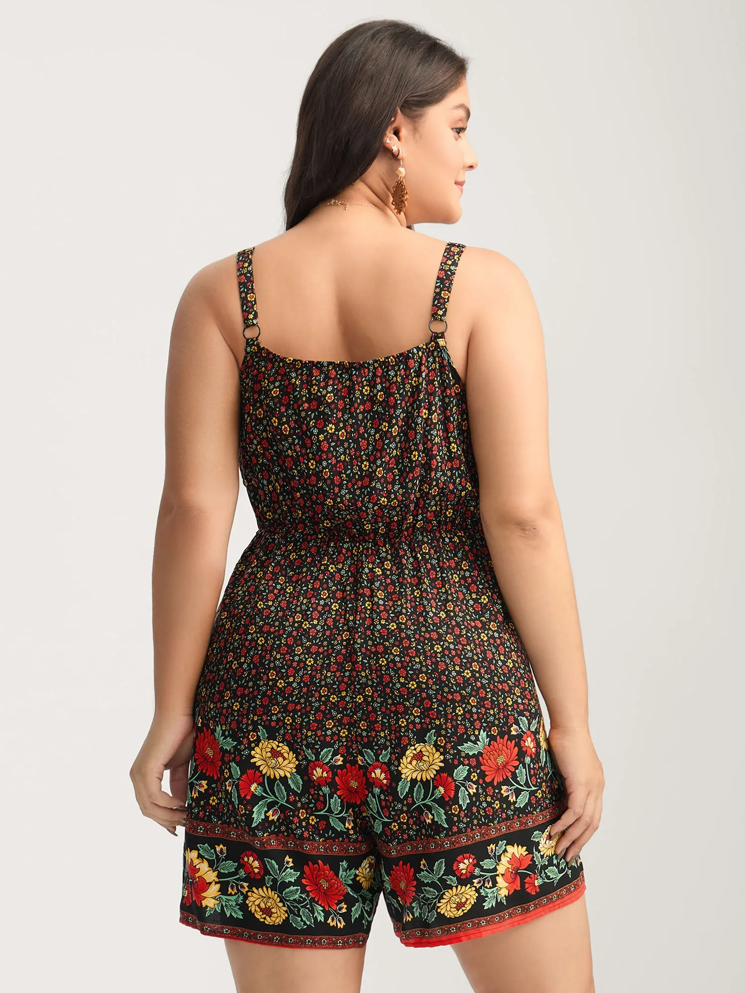 Rayon Radiant Floral Print Pockets Romper sold by Bloomchic product image thumbnail 4