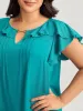 Ruffled Neck Metal Cut-Out Blouse sold by Bloomchic