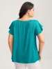 Ruffled Neck Metal Cut-Out Blouse sold by Bloomchic