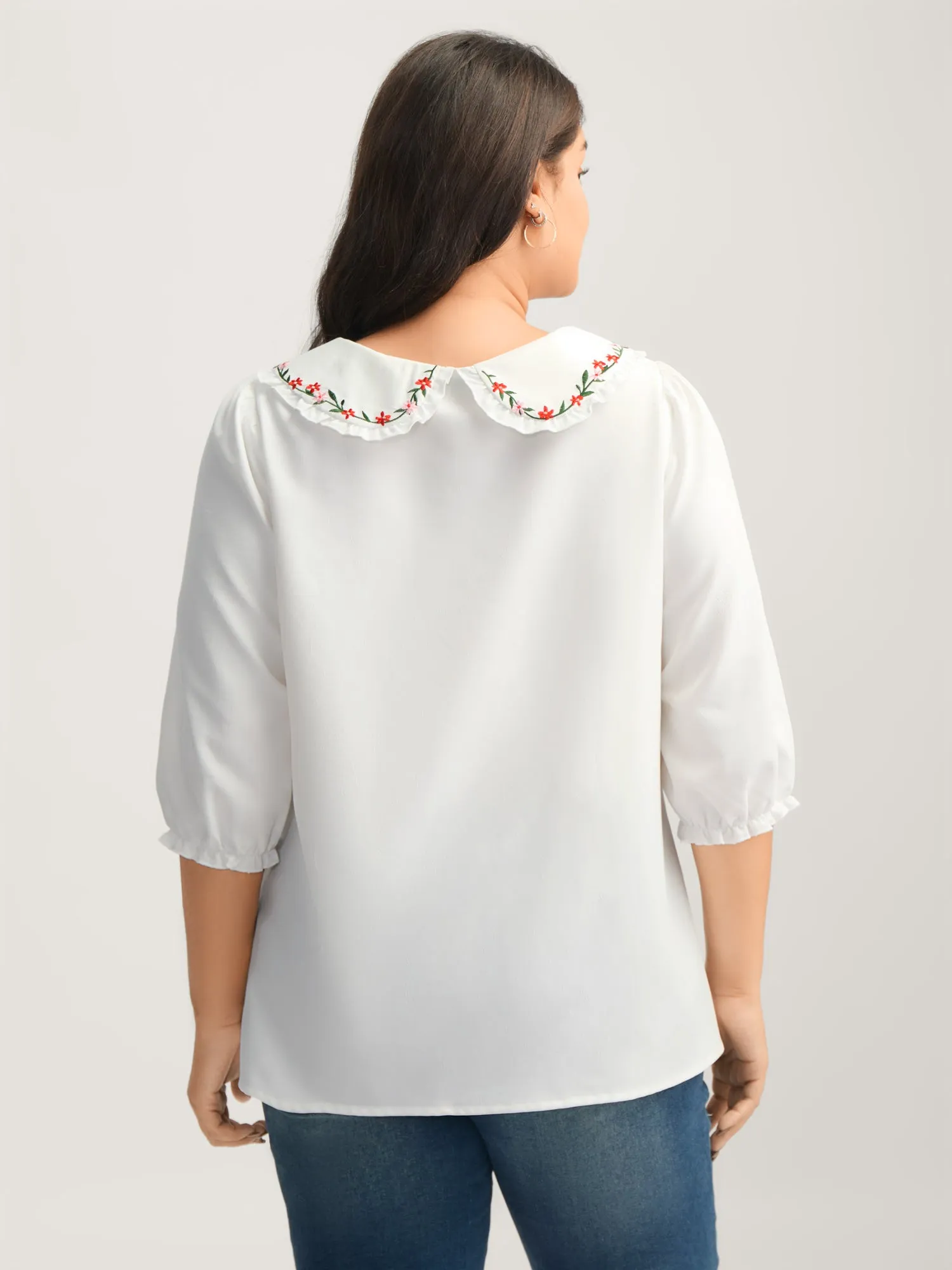 Floral Embroidered Doll Collar Blouse sold by Bloomchic product image thumbnail 5