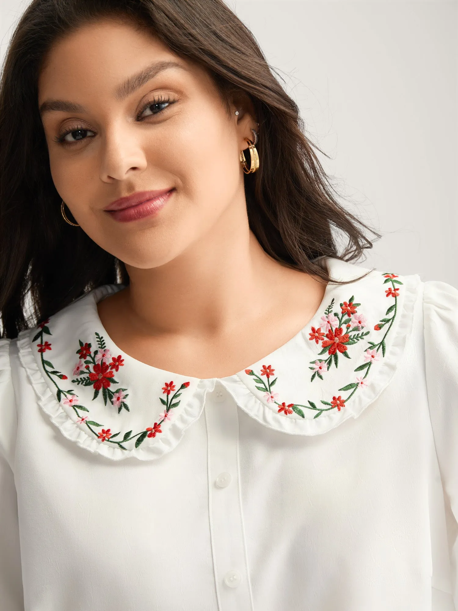 Floral Embroidered Doll Collar Blouse sold by Bloomchic product image thumbnail 2
