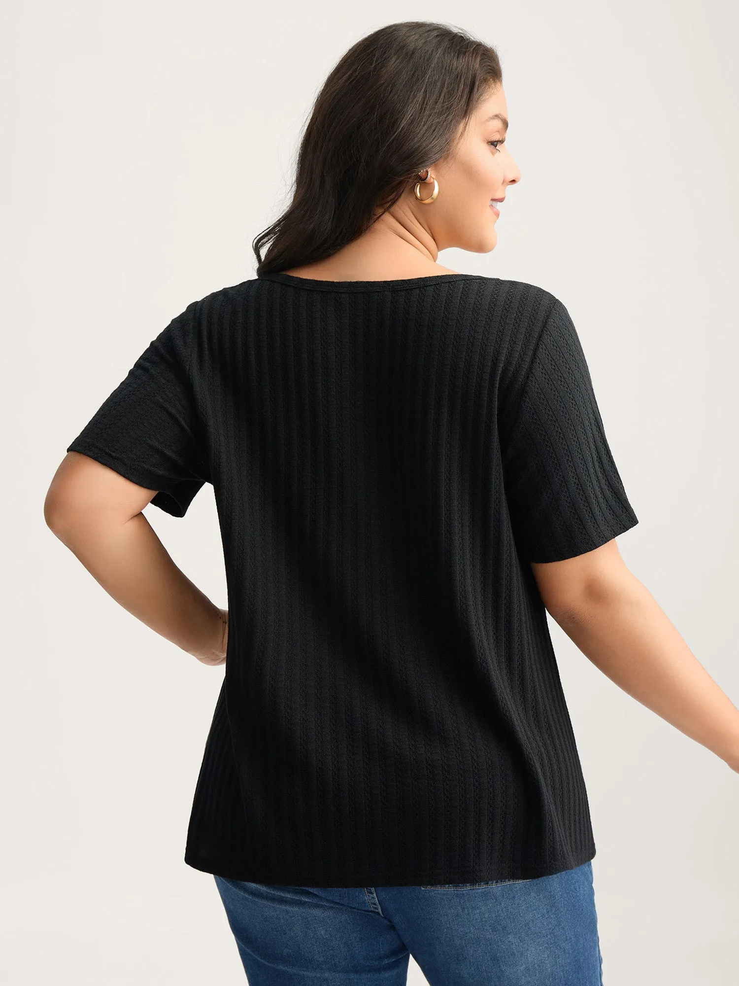 Crochet Floral Textured Notched Collar Top sold by Bloomchic product image thumbnail 4