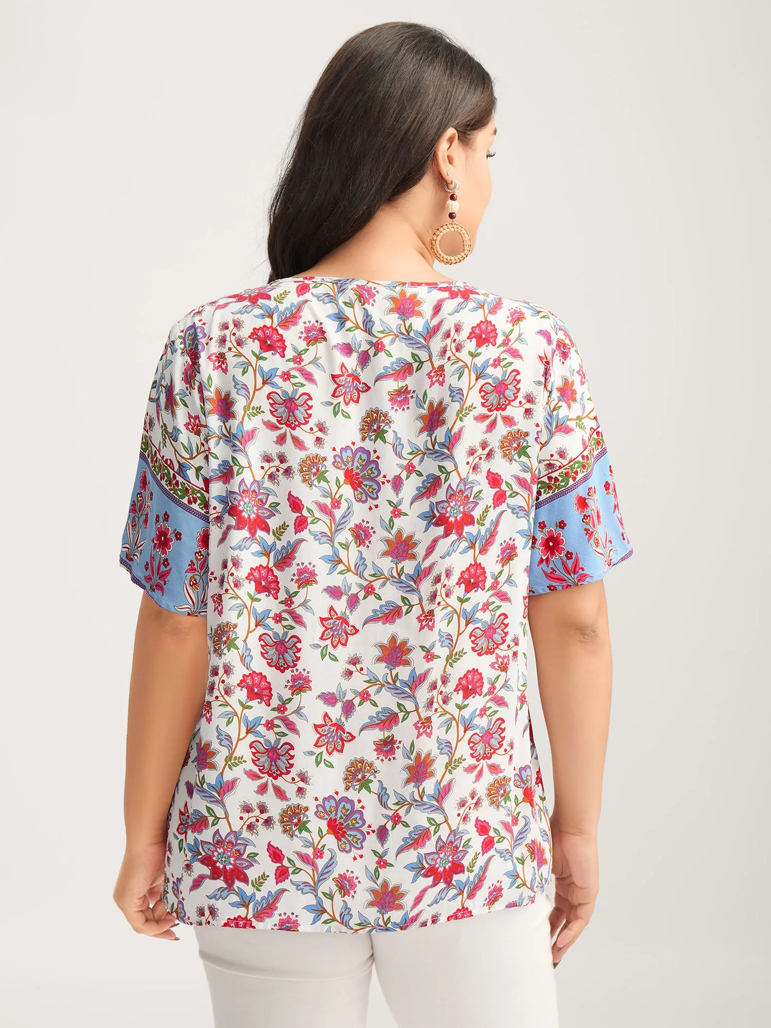 Floral Print Color Contrast Blouse sold by Bloomchic product image thumbnail 4