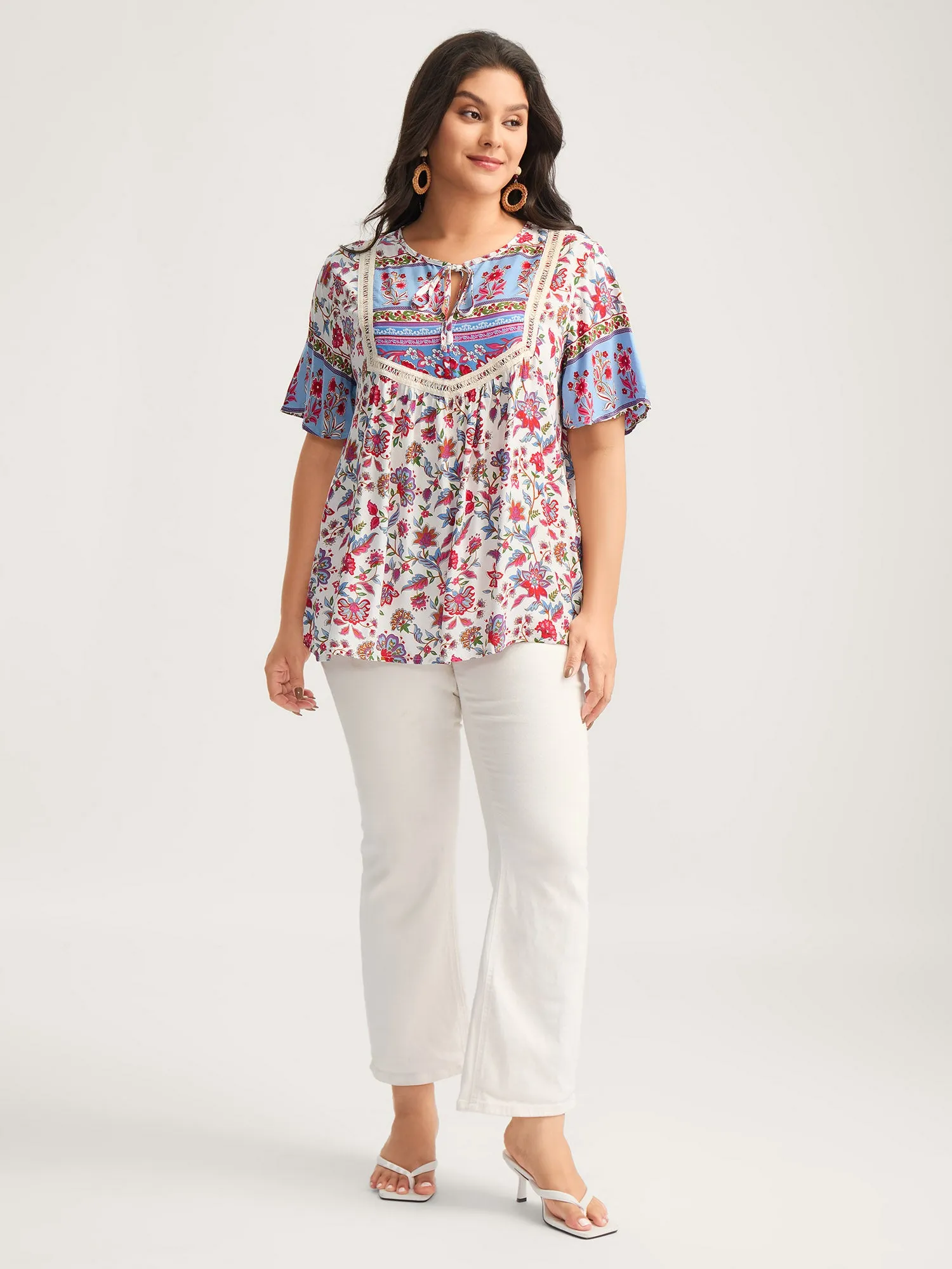 Floral Print Color Contrast Blouse sold by Bloomchic product image thumbnail 3