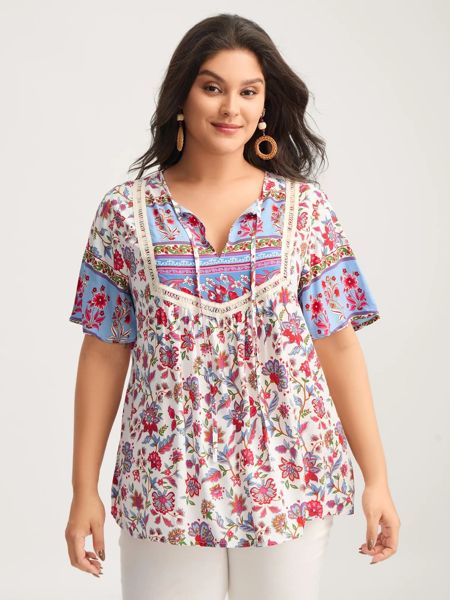 Floral Print Color Contrast Blouse sold by Bloomchic